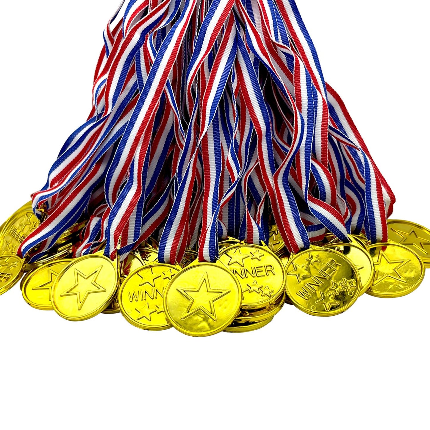 Oisinlas 72 PCS Plastic Winner Medals for Kids,Gold Medals for Awards for School Sports, Soccer Competition, Games, Talent Show, Gymnastic, Party Favors, Dress Up or Celebration Souvenir