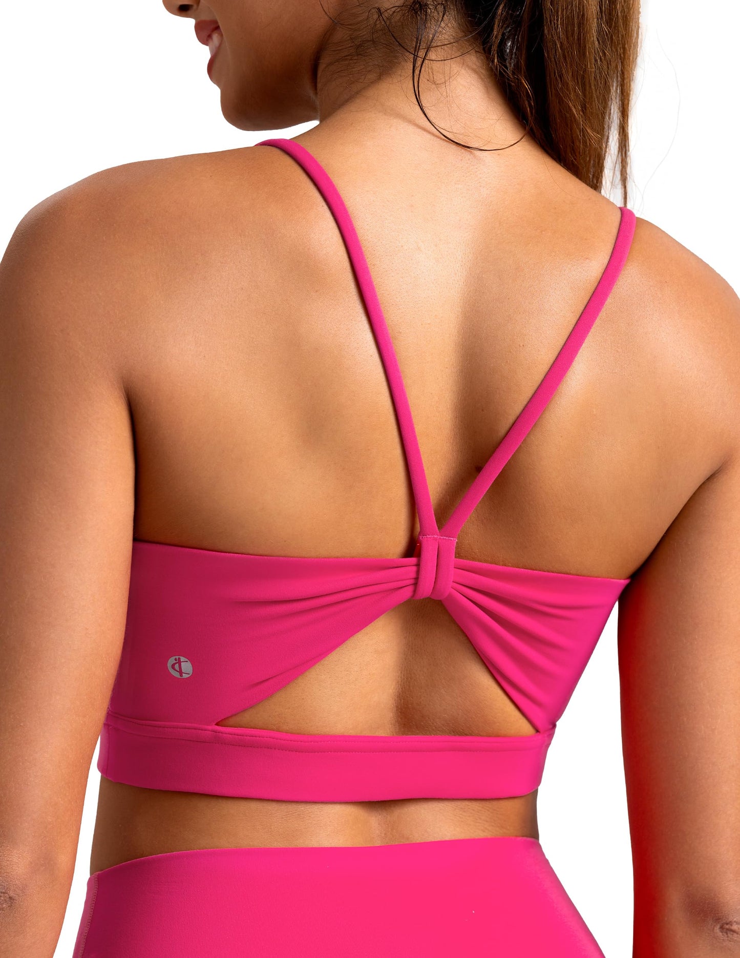 Colorfulkoala Women's Dreamlux Bowknot Strappy Sports Bras Light Impact Workout Yoga Tops (S, Raspberry)