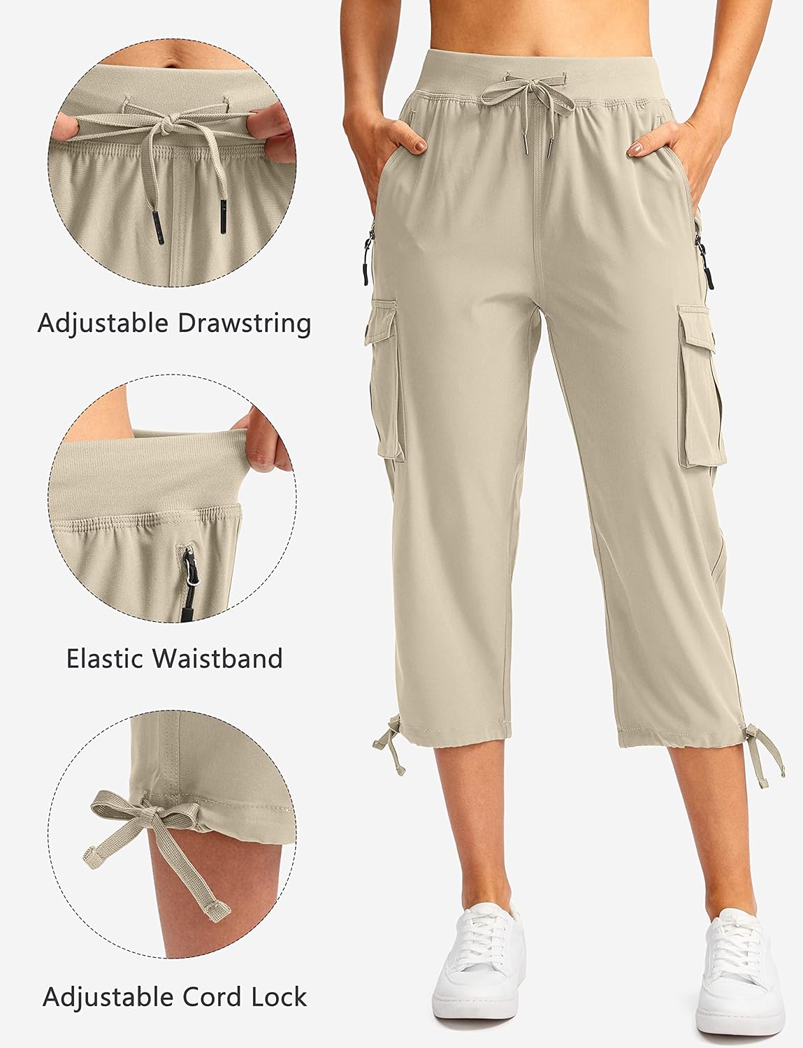 Soothfeel Women's Cargo Capris - Lightweight Quick-Dry Travel Pants with 6 Pockets | Summer Casual Wear