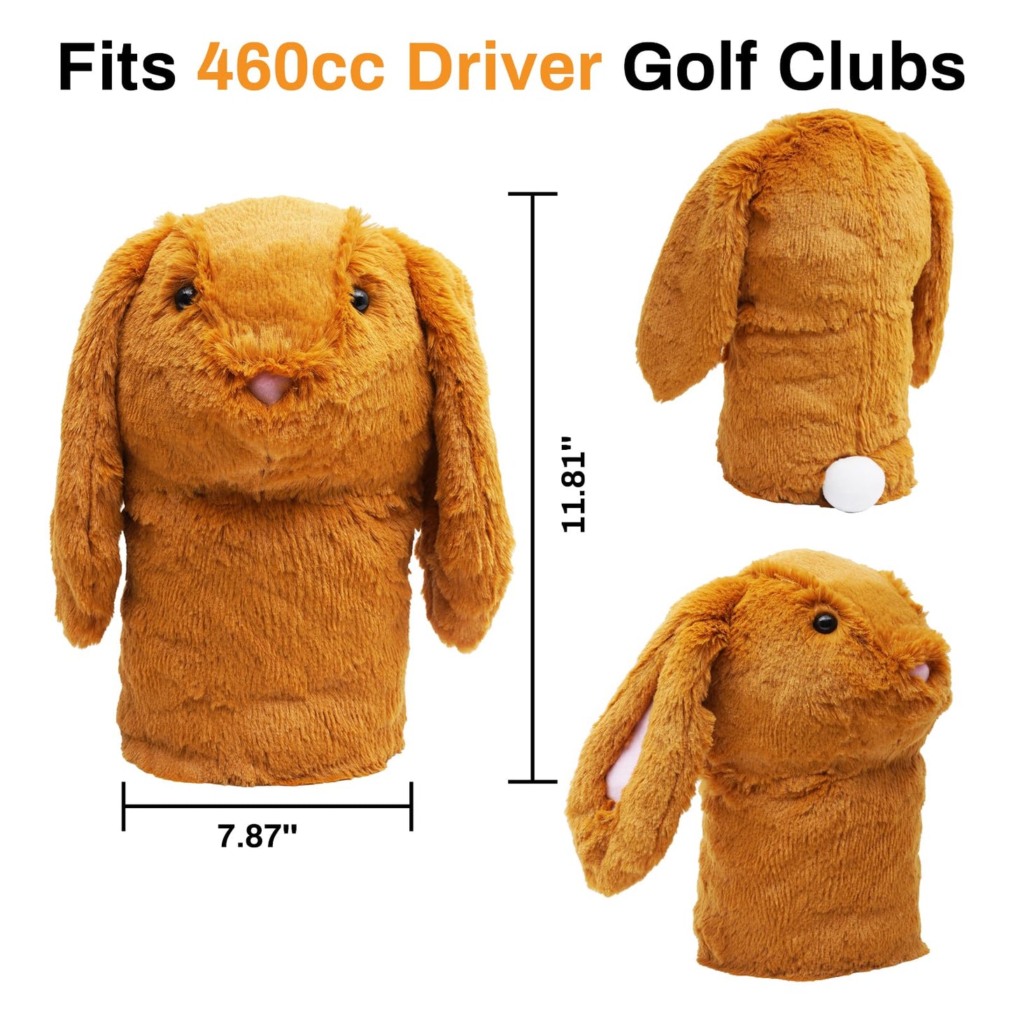 Funny Rabbit Golf Club Covers Animal Golf Club Head Covers Plush Driver Headcover Fits 460cc Driver Golf Accessories
