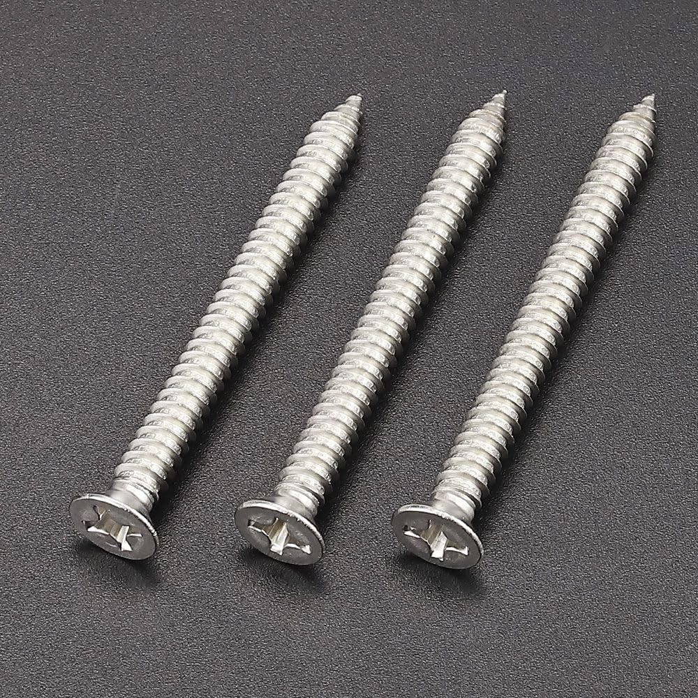 30 Pack #12 x 3 Flat Head Phillips Self Tapping Screws, 18-8 Stainless Steel 304, Countersunk Sheet Metal & Wood Screws, Corrosion Resistant Fasteners
