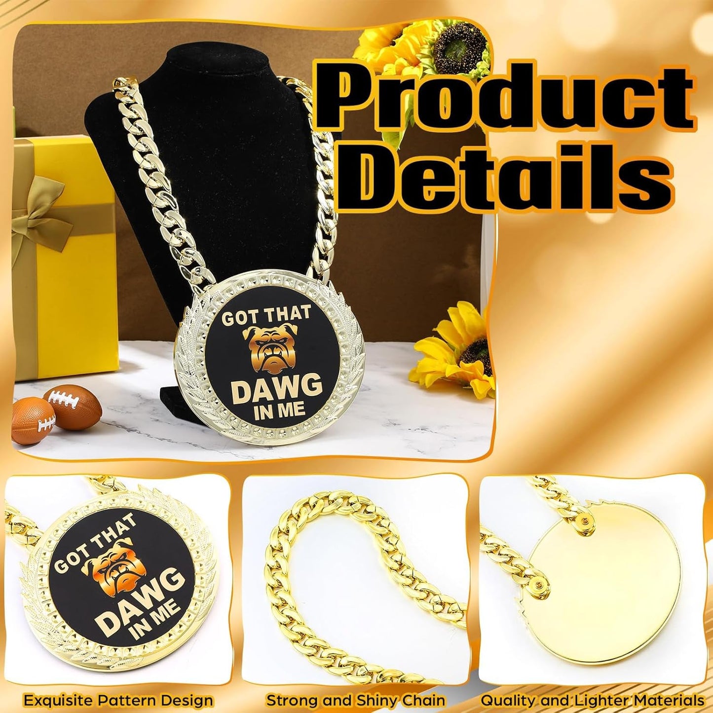 Misdary Turnover Chain Medal - 6" Big Football MVP Necklace | Perfect Award for Sports Competitions