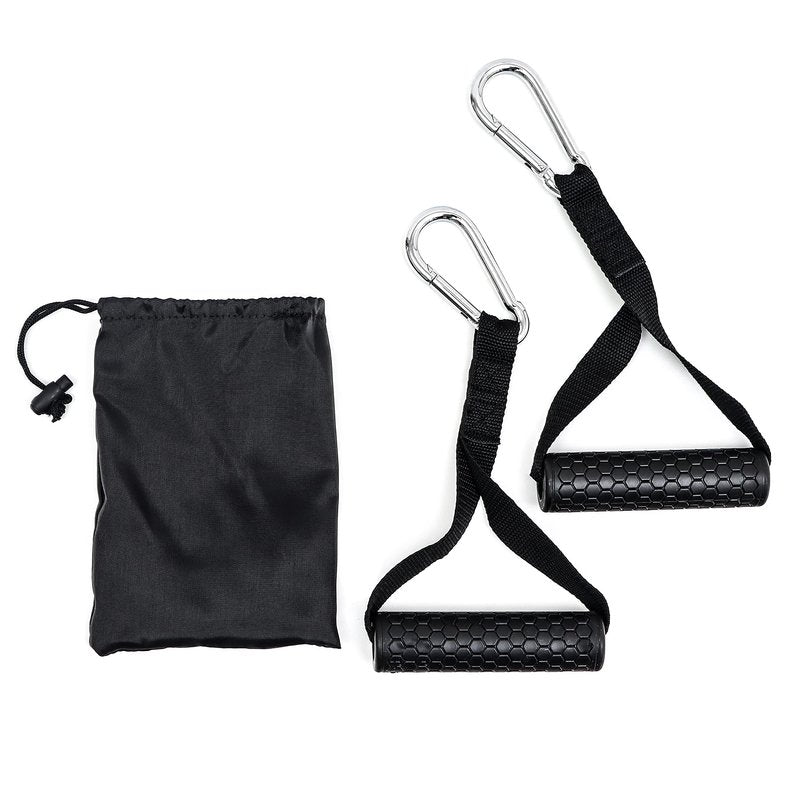 Trademark Innovations Cable Machine Attachment Resistance Band Handle Grips for Fitness Straps Set of 2 with Carrybag