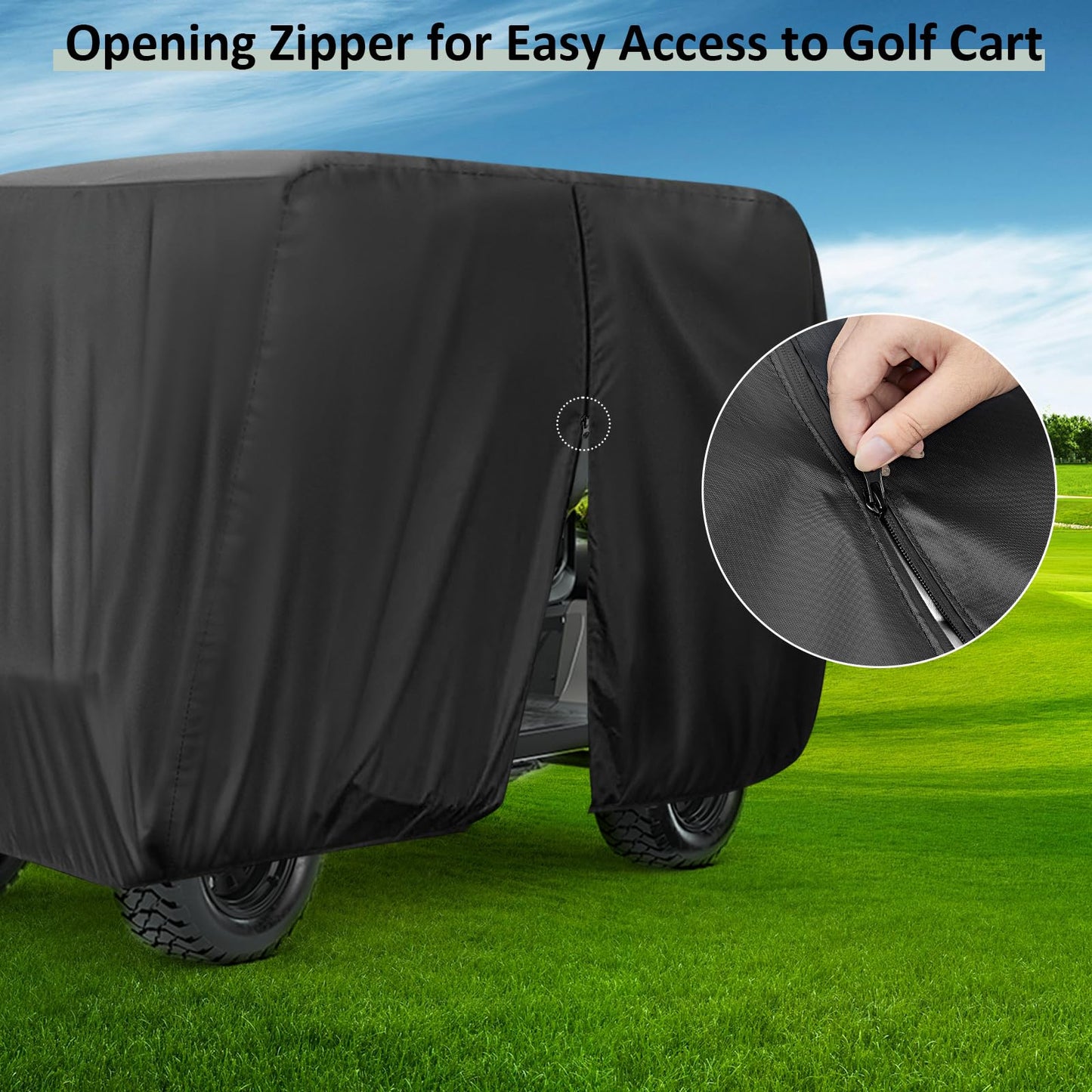 Golf Cart Cover 4 Passenger, Waterproof Golf Cart Covers for EZGO/Club Car/Yamaha Golf Carts,All Weather Protection Dustproof Universal Golf Cart Enclosure-118x 56 x 83 Inch