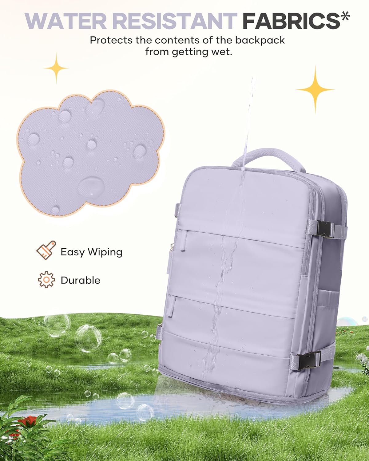 Skiennix Carry-On Backpack - Airline Approved Waterproof Travel Bag for Women | Purple Casual Daypack