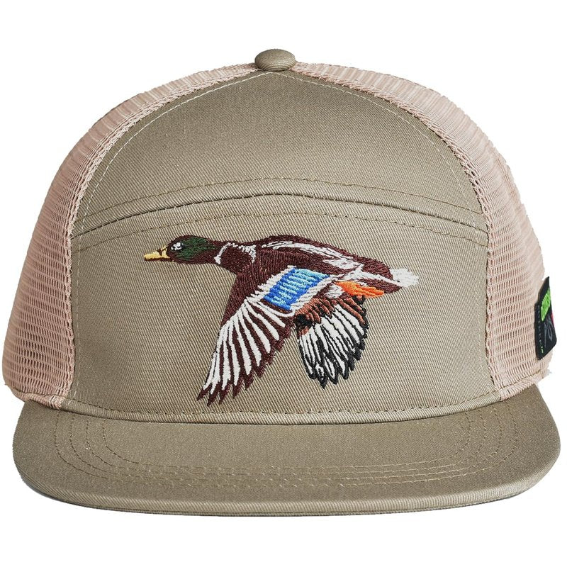 EDTREK Outdoorsman Pro 7-Panel Flat Brim Snapback Hat - Drake Mallard - Wood Ash