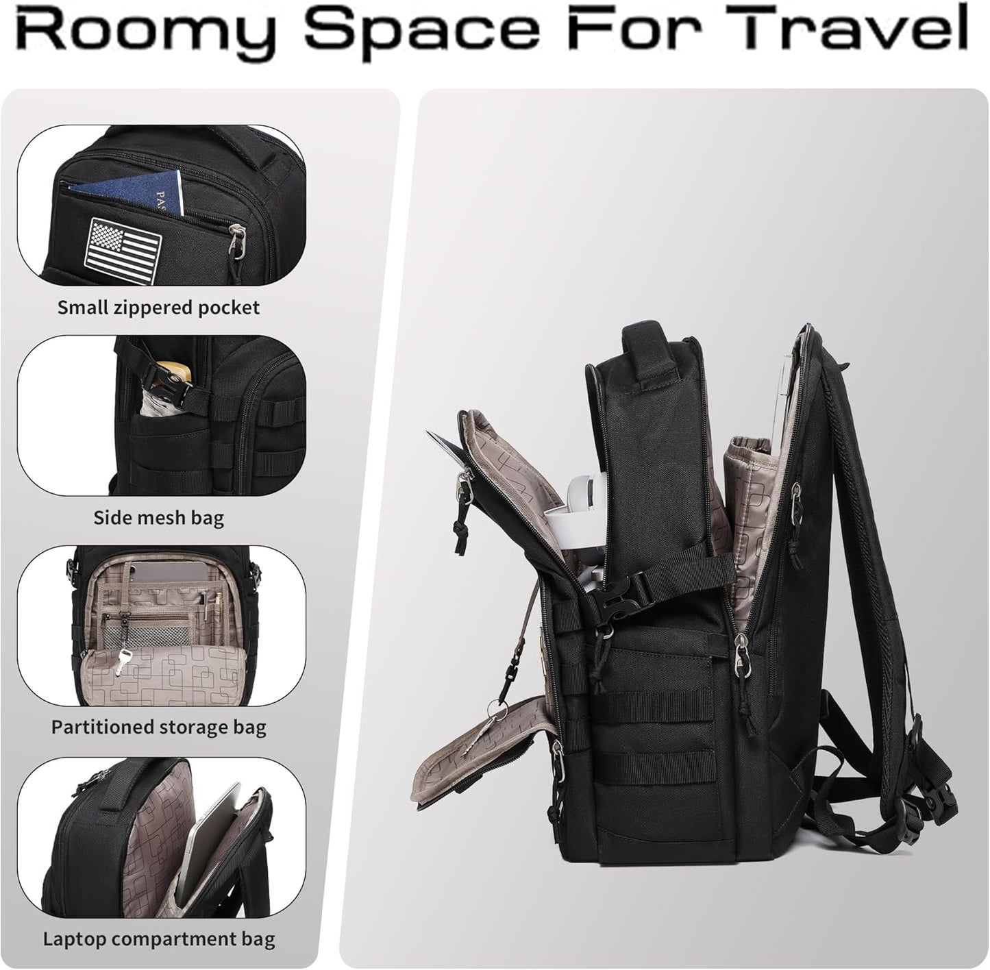 Wotony Tactical Backpack - Compact Military Assault Bag for Men | Black Color