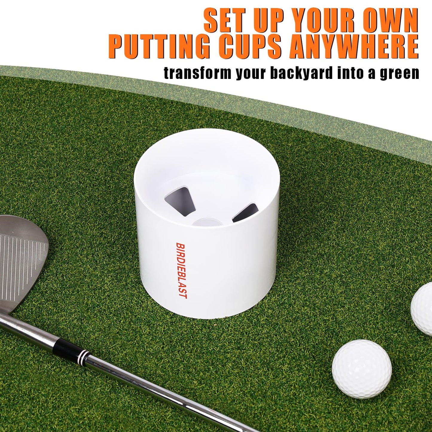 BIRDIEBLAST Golf Hole Cup,Plastic Golf Cup for Outdoor Backyard Practice Putting Green, 4 Inches and 6 Inches Available (2, 4Inches)