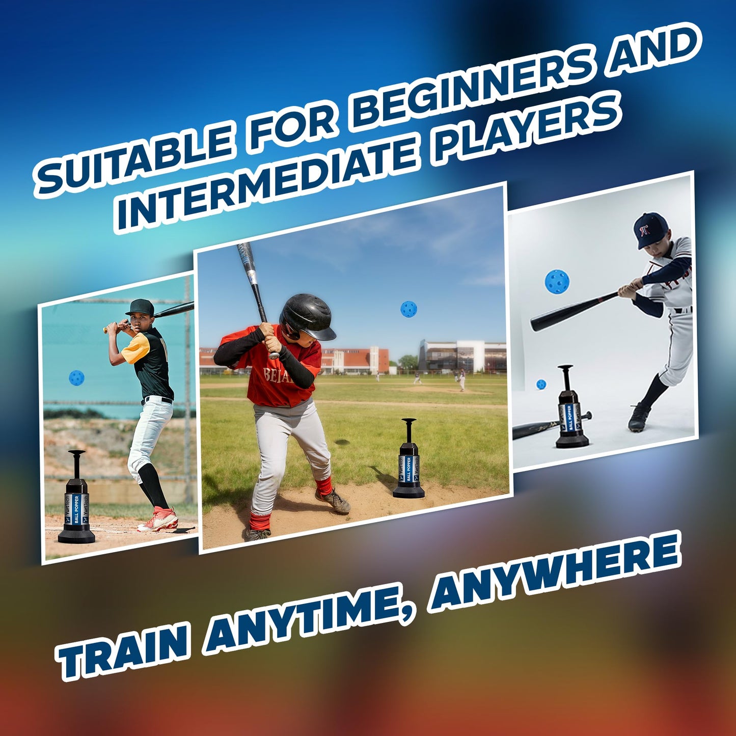 YurtTech Baseball Tee Ball Popper – Pop Up Baseball Training Equipment Timing & Hitting Skill Development, Batting Machine for Practicing Hitting Without a Pitcher (1 Popper Ball Included)