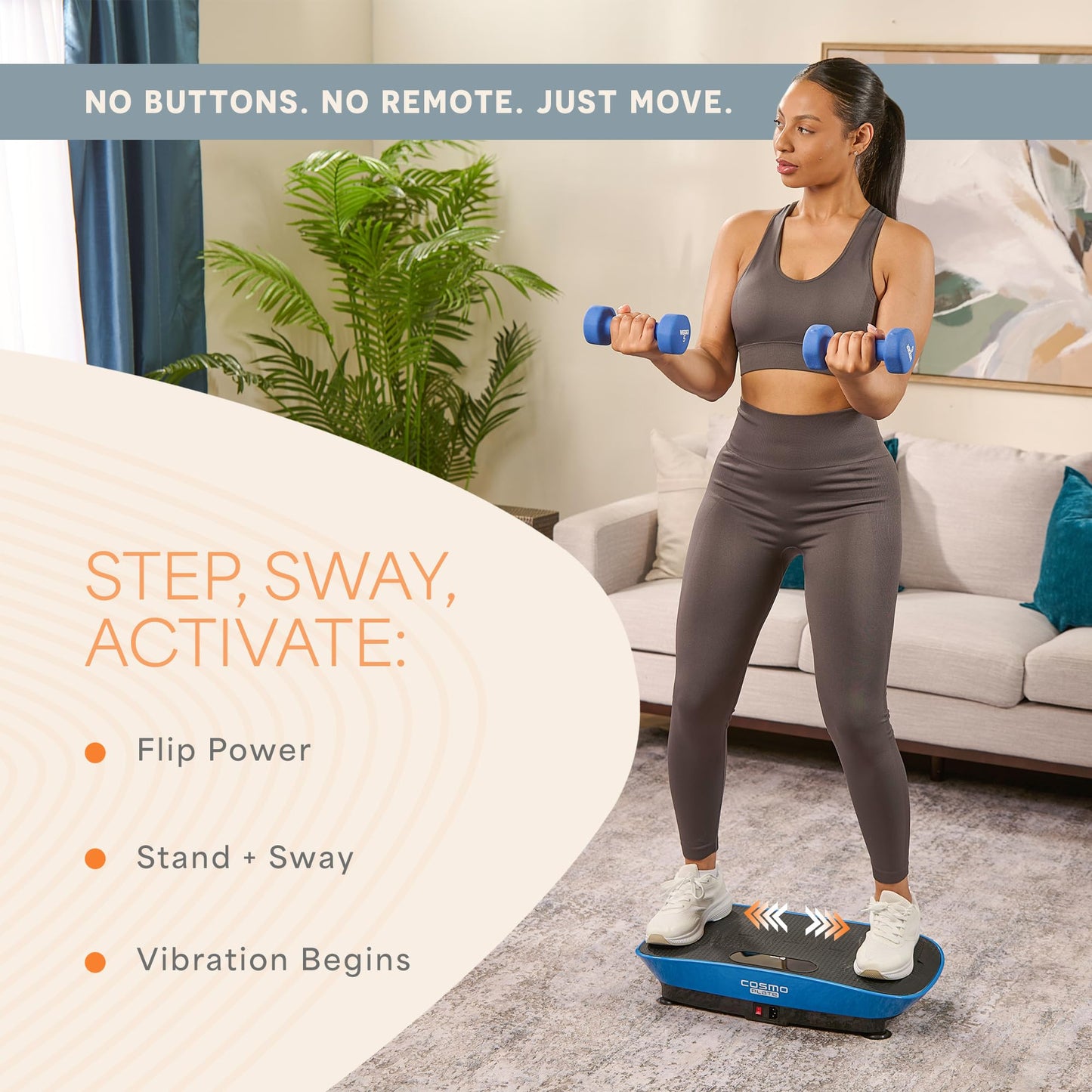 Lifepro CosmoPlate Vibration Plate Exercise Machine — Body-Sensing Auto Mode, Bluetooth Speaker Oscillating Vibrating Platform with Yoga Band — Whole Body Vibration Plate for Lymphatic Drainage