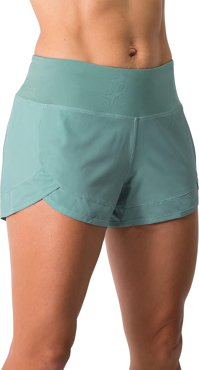 Tough Mode Women's 3" Lightweight Running Shorts - Breathable Mesh Liner & Zip Pocket