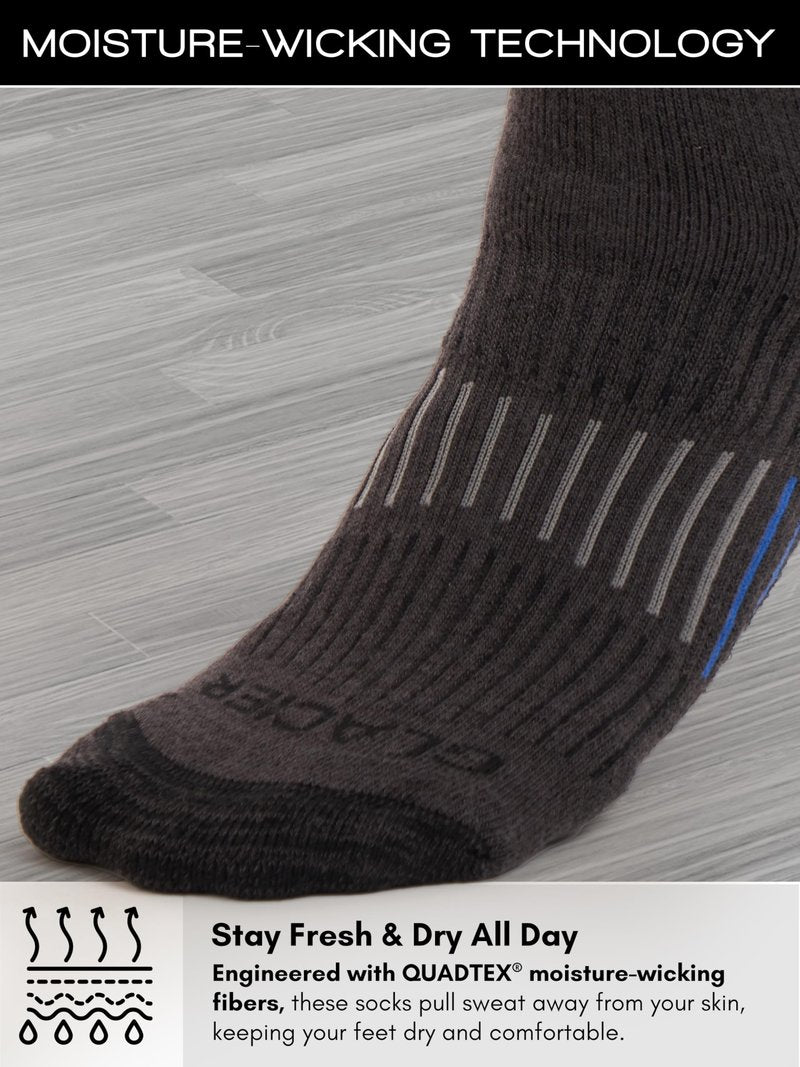 Glacier Performance Men's Cushioned Moisture-Wicking Crew Socks (4-Pack) Mid-Weight Work Socks Moisture-Wicking, Arch Support, Fits Sizes 6-12