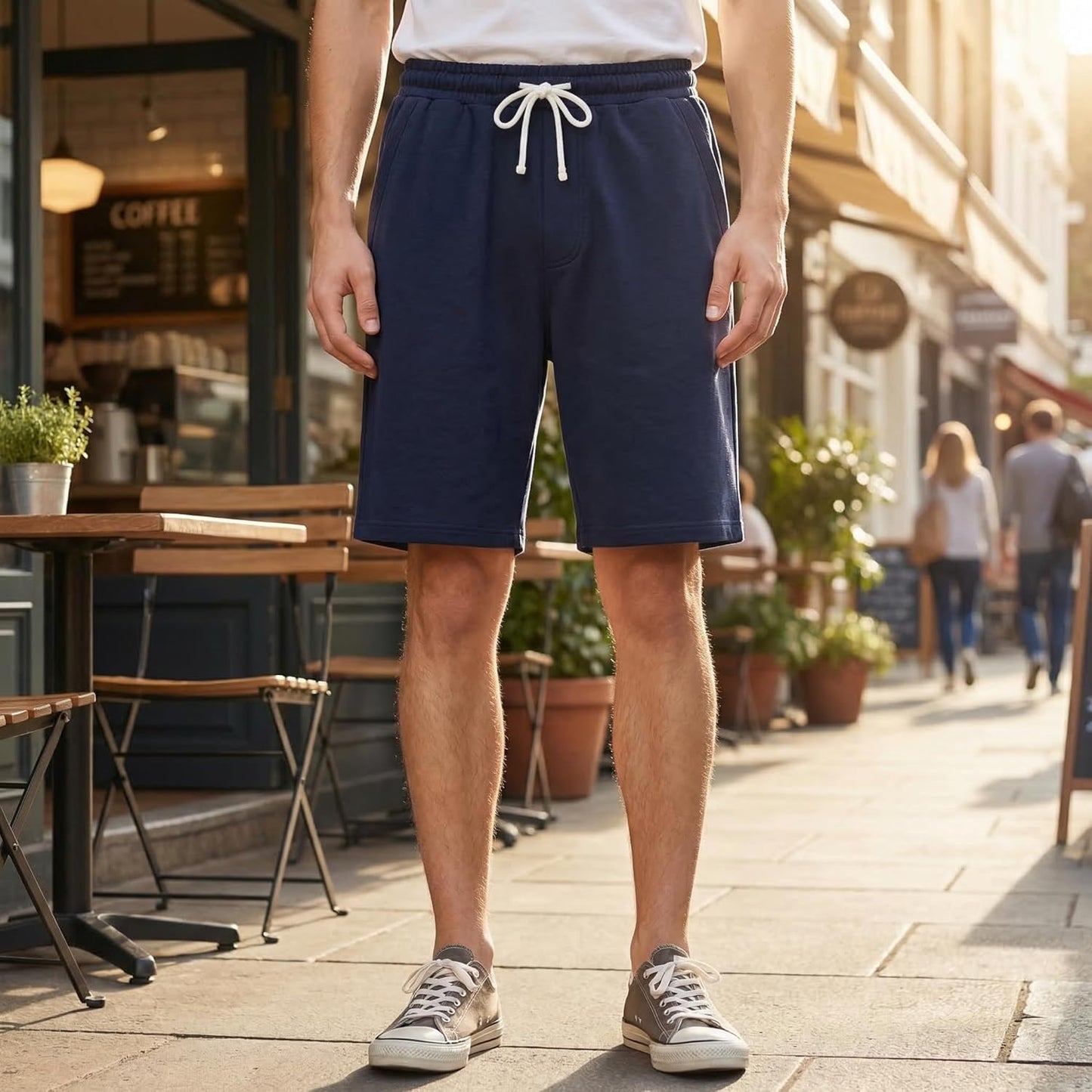 Skiennix Men’s Casual Cotton Knit Jogger Shorts - Comfortable Drawstring Design | Perfect for Gym & Leisure