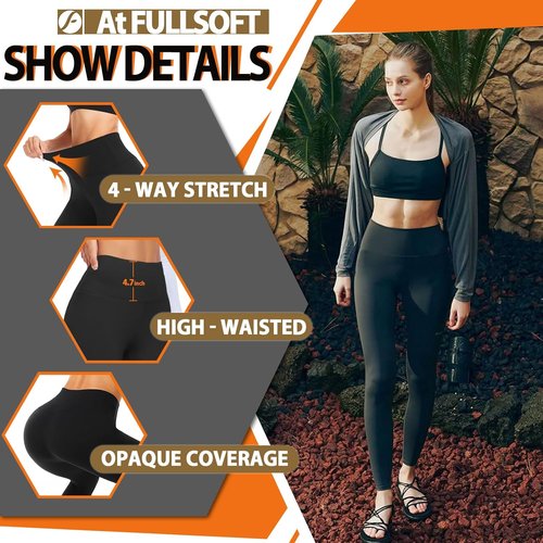 FULLSOFT High Waisted Leggings for Women - Soft Black Yoga Pants | Reg & Plus Size for Workout