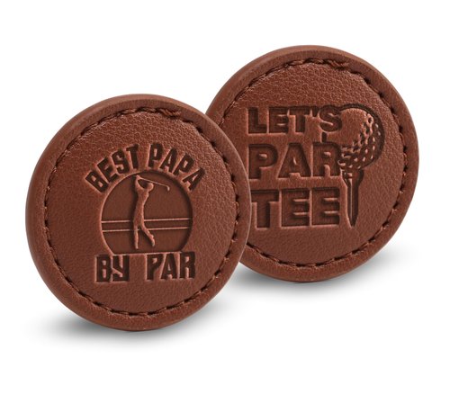 CybGene Papa Gifts Golf Ball Markers (Tan, Set of 2), Papa Leather Golf Markers Golf Accessories, Birthday, Christmas