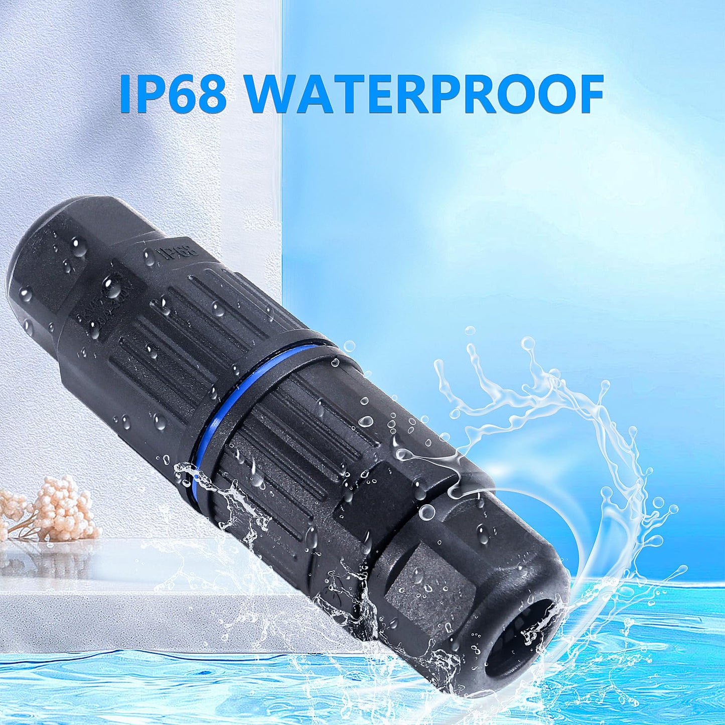 MELIFE 3PCS IP68 Waterproof Electrical Cable Connector, Outdoor 3 Way Junction Box, Waterproof Wire Connectors with Replaceable Lever Wire Connectors for AWG 28-12, Quick Screwless Installation