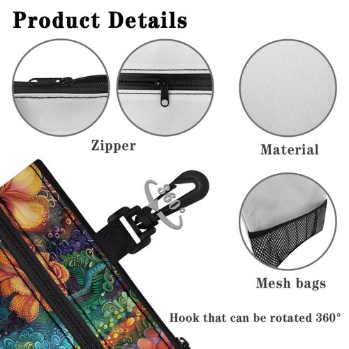 Rchsomd Boho Floral Print Polyester Golf Tees Holder Pouch Strong Golf Tee Pouch Bag for Men and Women with Zippered Pocket Golf Ball Bag Golf Essentials