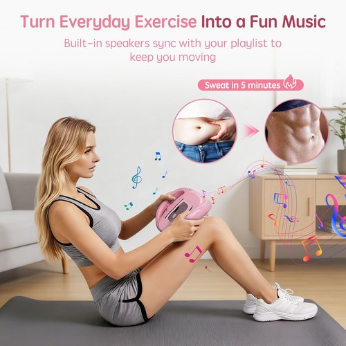 Smart Ab Trainer with Bluetooth Music & LED Counter – Core Workout Machine for Home Gym – Sit-Up Assistant Pad with Foam Cushion, 9 Modes & Speeds, Portable Fitness Equipment for Abs, Waist & Cardio