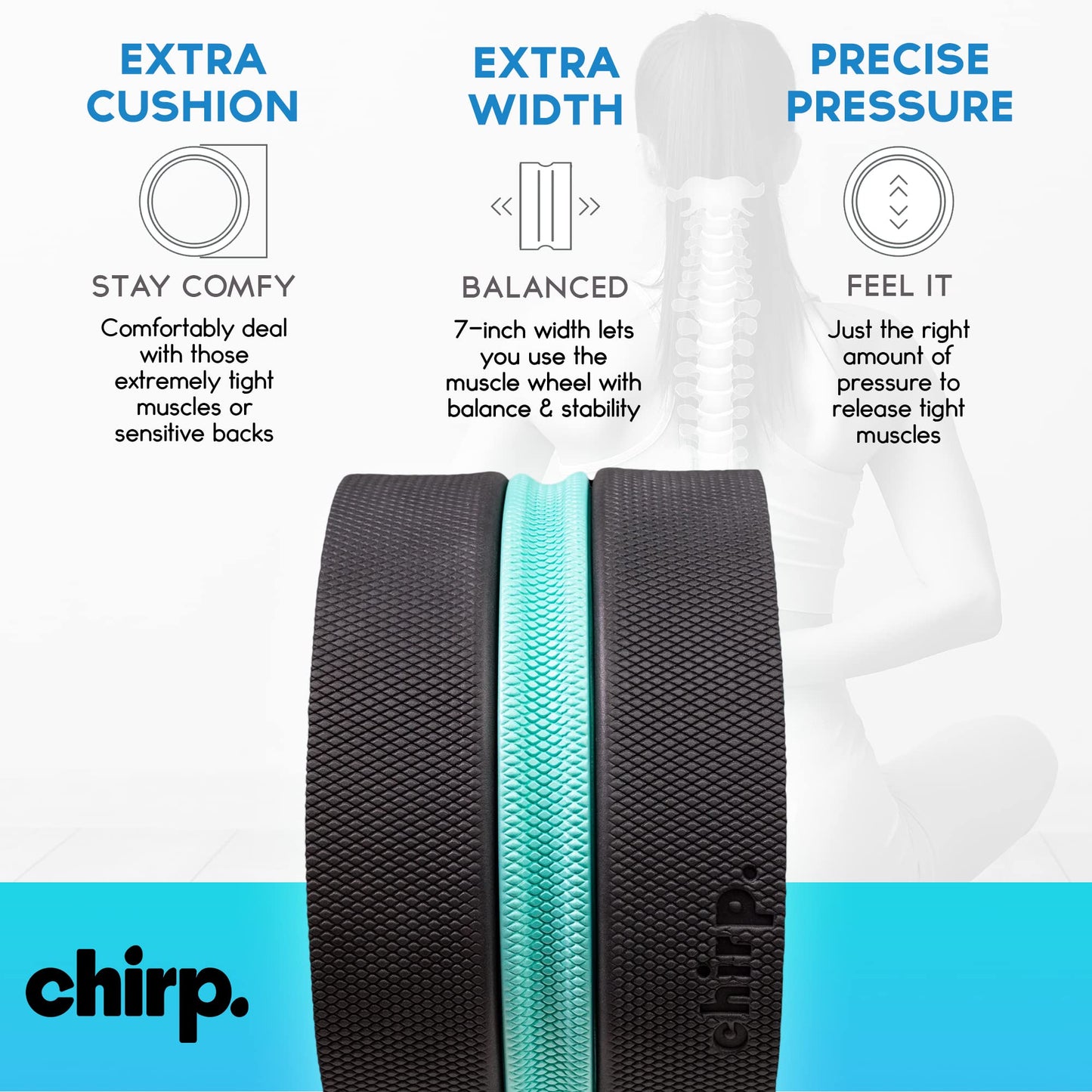 Chirp Wheel XL Back Massage Roller, Wider Back Stretcher, 500 lbs