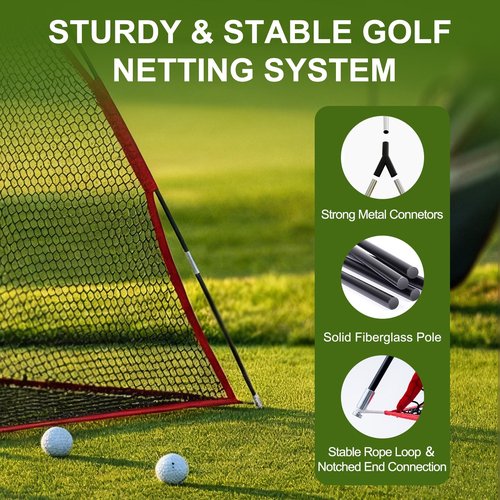 WishDirect Golf Net, 10 X 7 Ft Foldable Golf Practice Net with Side Barrier and Carrying Bag for Home Backyard Garage Practising Training Driving Chipping Swing