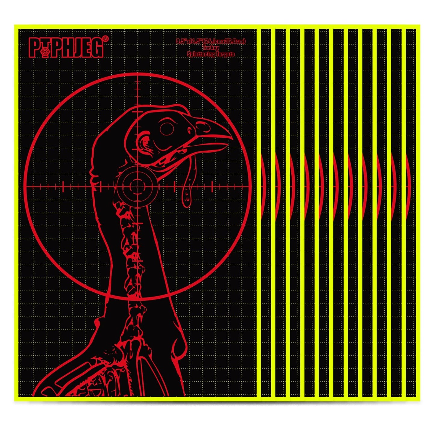 PTPHJEG Fluorescent Splatter Turkey Targets - Highly Visible Shotgun Target Sticker for Practice, 9.5×14.5"(10pcs)