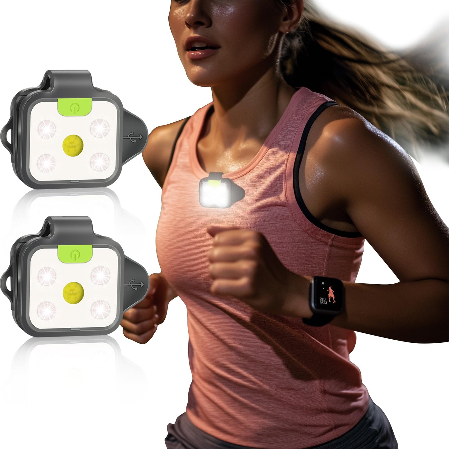 HOKOILN Night Running Lights, 2 Pack LED Running Lights for Runners with Secure Clip & Rechargeable Battery, Sweatproof Water-Resistant for Camping, Hiking, Running, Jogging, Outdoor Adventure