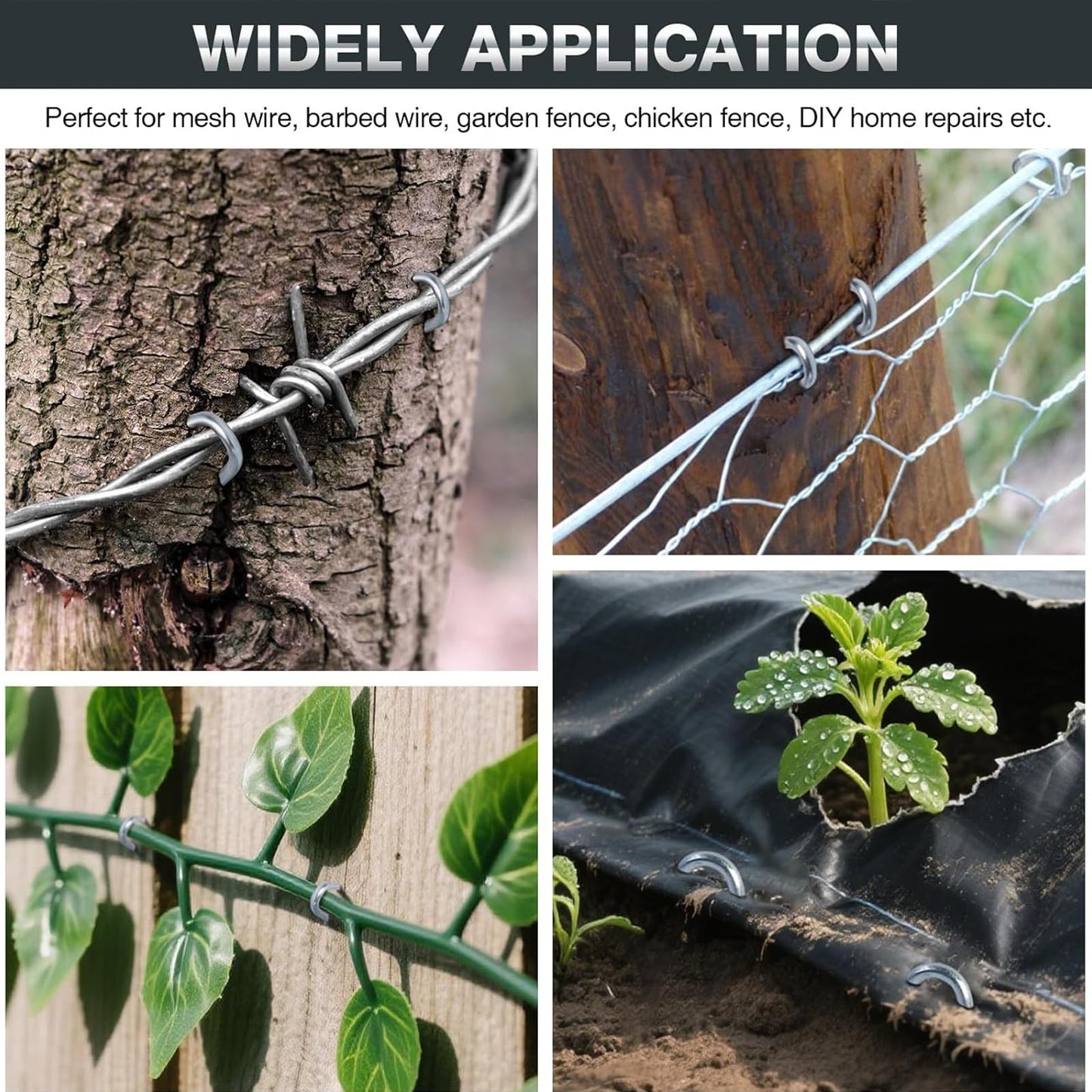 AHEONLAR Wire Fencing Staples (400PCS), 1'' Galvanised Fence Staples, U Nails Fence Fasteners Yard Cable Staples, U Shaped Nails for Wood, Chicken Wire, Mesh Fence, Woven Fencing and Wire Mesh