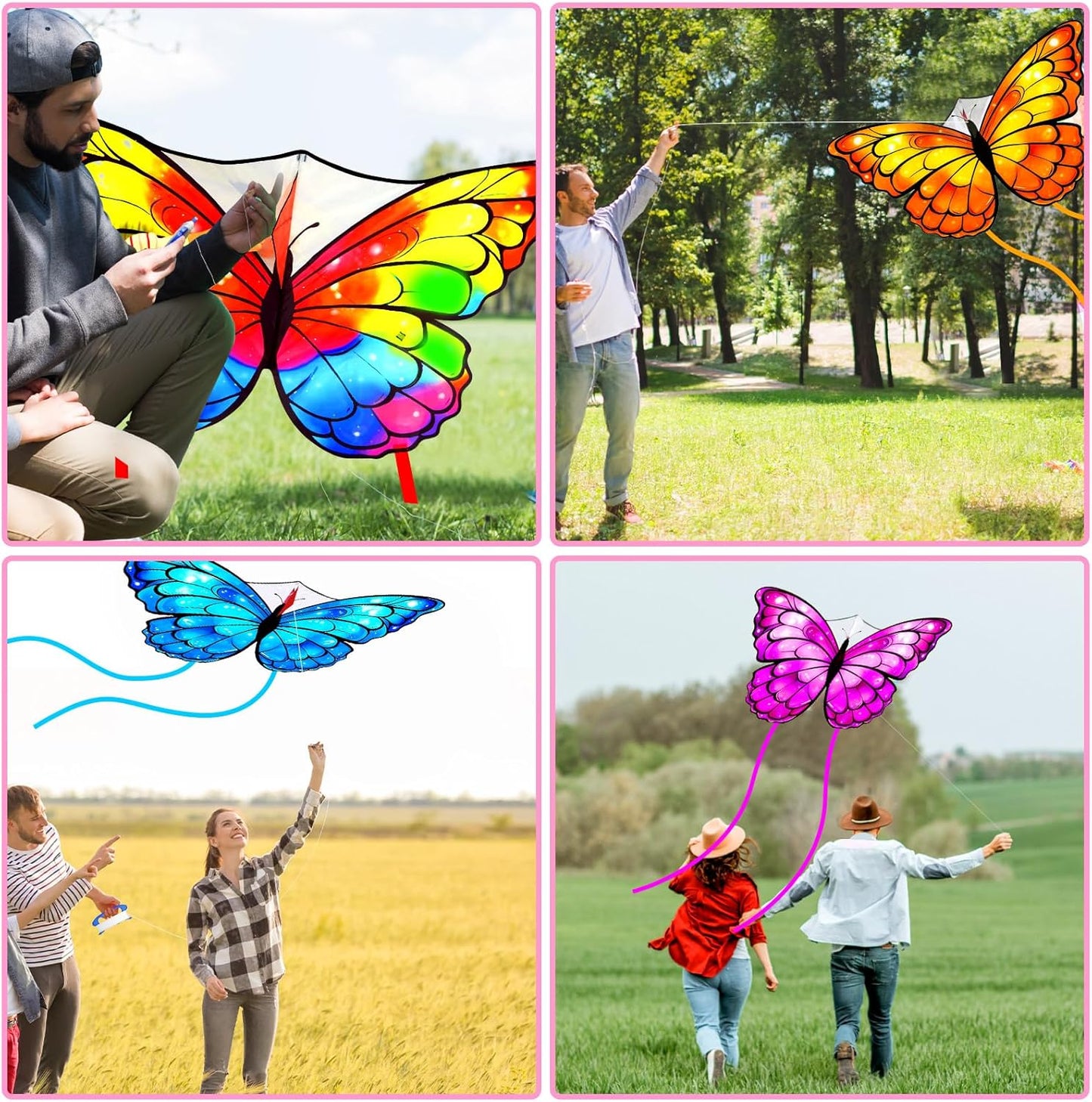 Silipull Butterfly Kite - 55" x 28" Large Colorful Kite with 328ft String for Adults & Beginners