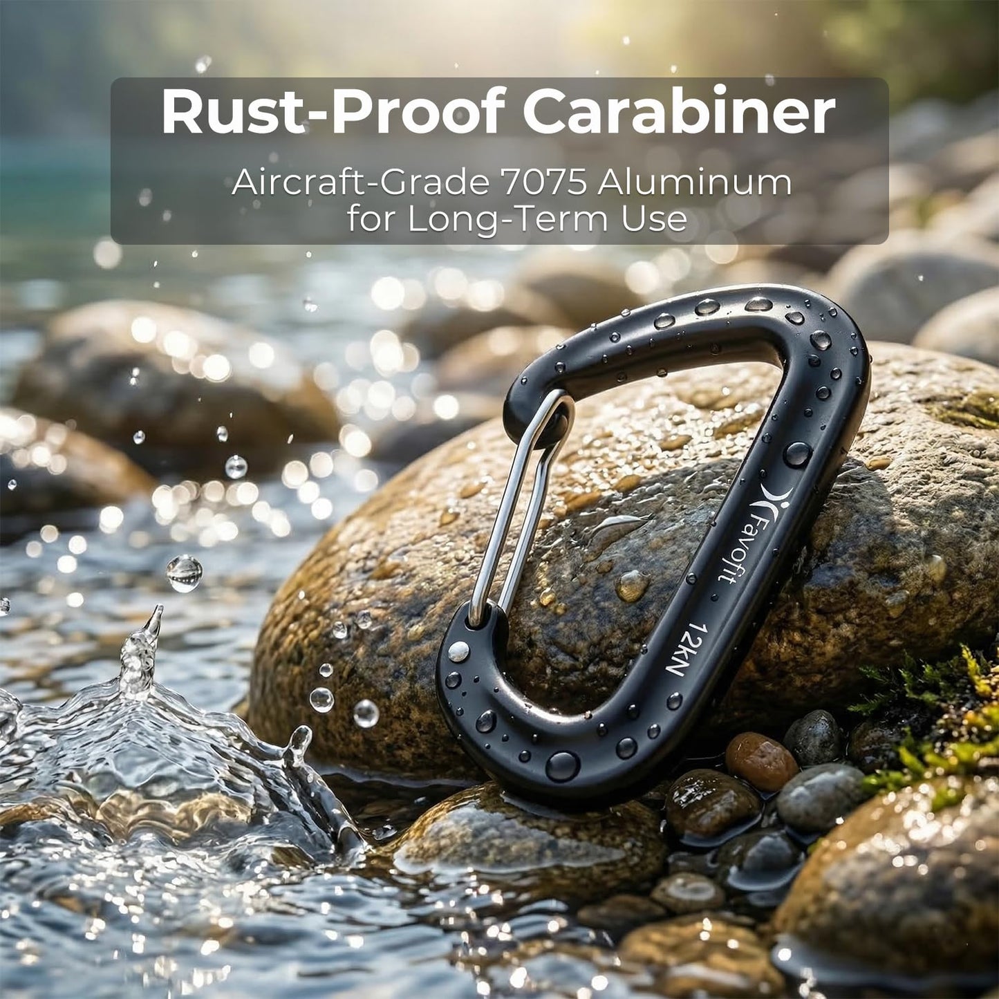 12KN Heavy Duty Carabiner Clips - Favofit 3.2'' Small Carbineers for Hiking Camping Hammocks Keys Keychains Dog Leashes - Ideal for Outdoor Enthusiasts