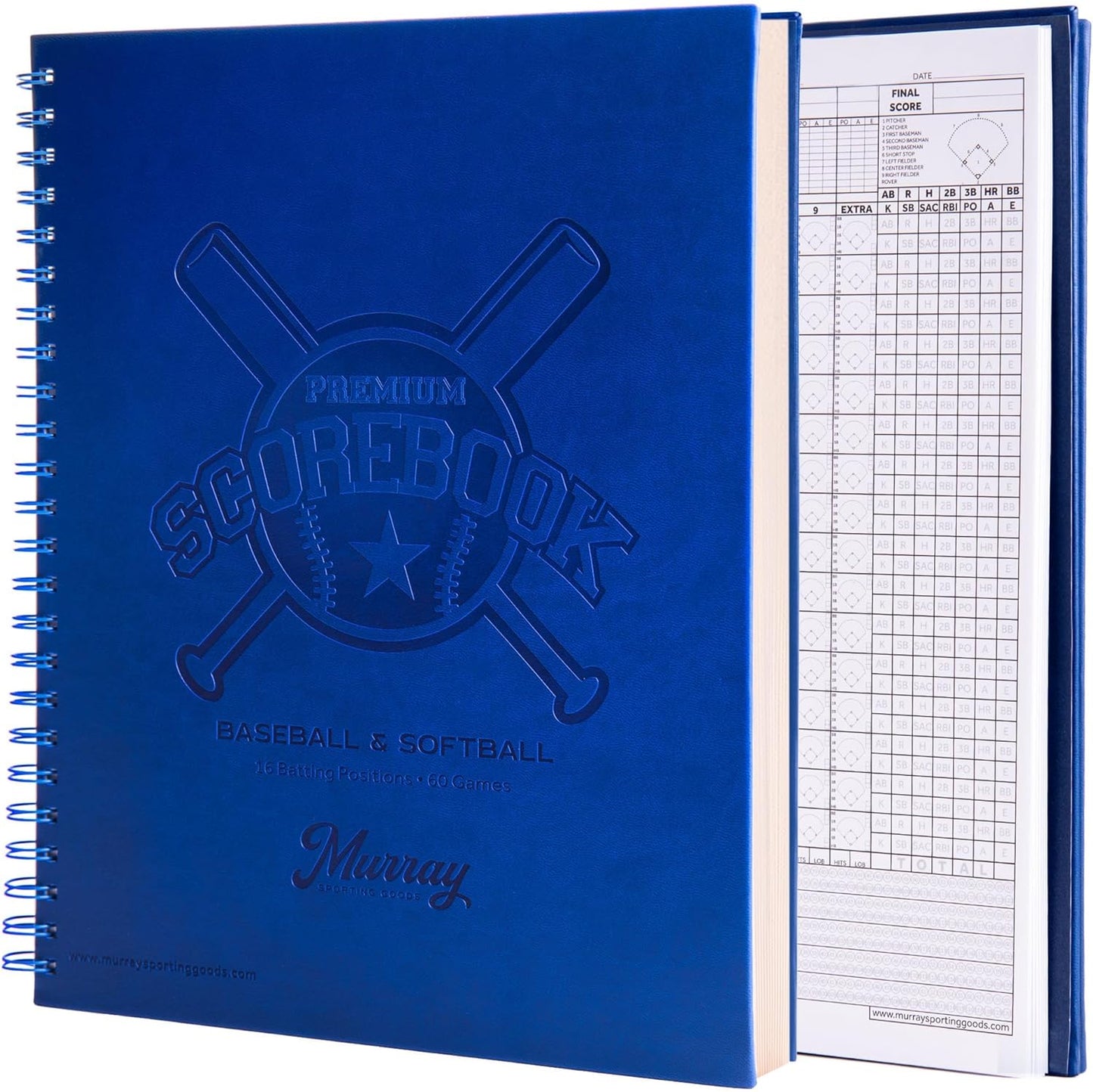 Murray Sporting Goods Premium Baseball Softball Scorebook - Track 60 Games | Stats Keeper for All Ages