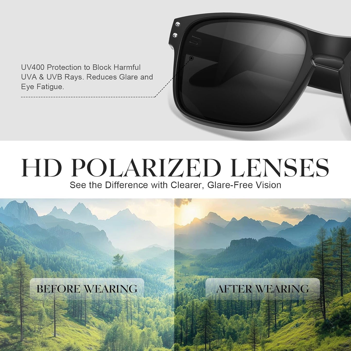 Polarized Sunglasses - Classic Sport Shades for Men & Women | UV400 Protection for Driving & Outdoor Activities