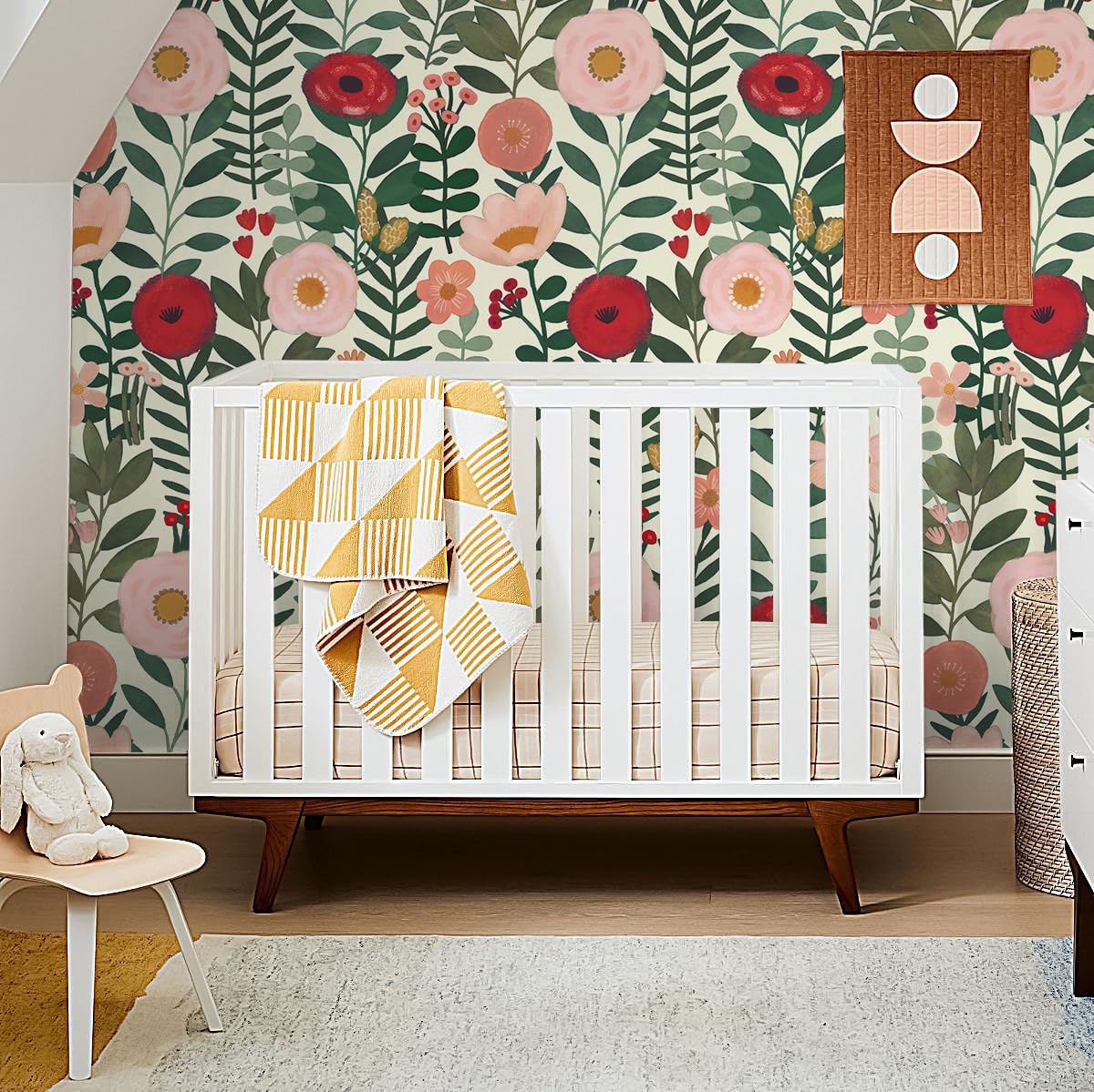 HAOKHOME Floral Peel and Stick Wallpaper Boho Wall Paper Removable for Bedroom Beige/Pink/Red Contact Paper 17.3in x 9.8ft