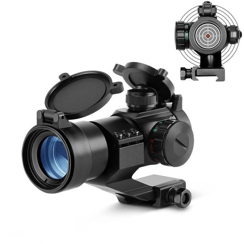 ESSLNB Red Dot Sight Red/Green Dot Reflex Sight Scope with 20mm/22mm Picatinny Riser Rail Mount 5 Adjustable Brightness and Flip-Up Covers