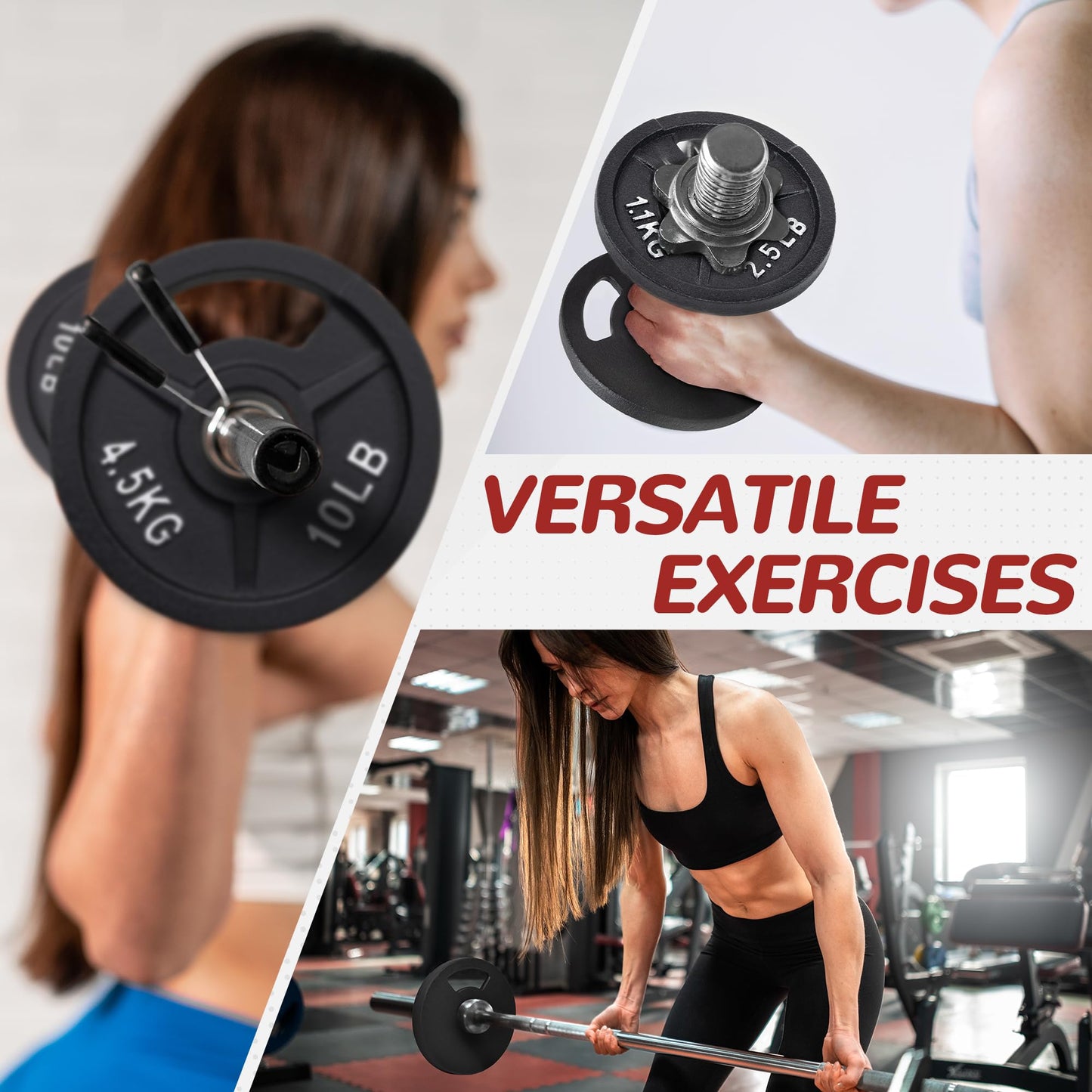 Fitvids Olympic Cast Iron 2-Inch Weight Plate for Strength Training & Weightlifting, 2.5LB Set of 4