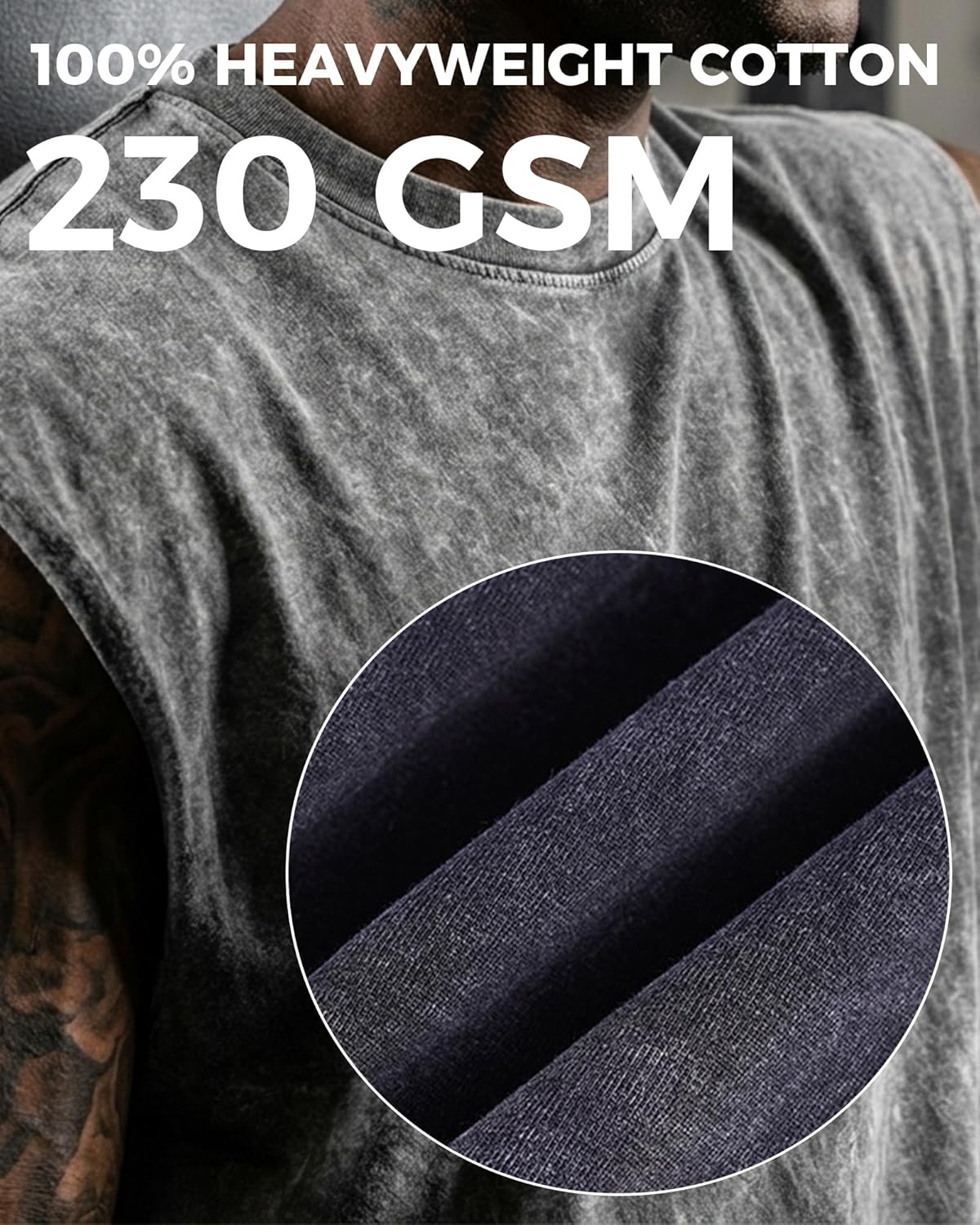 Skiennix Sleeveless Muscle Tank Tops - Vintage Washed Heavyweight Cotton | 3 Pack for Gym Workouts