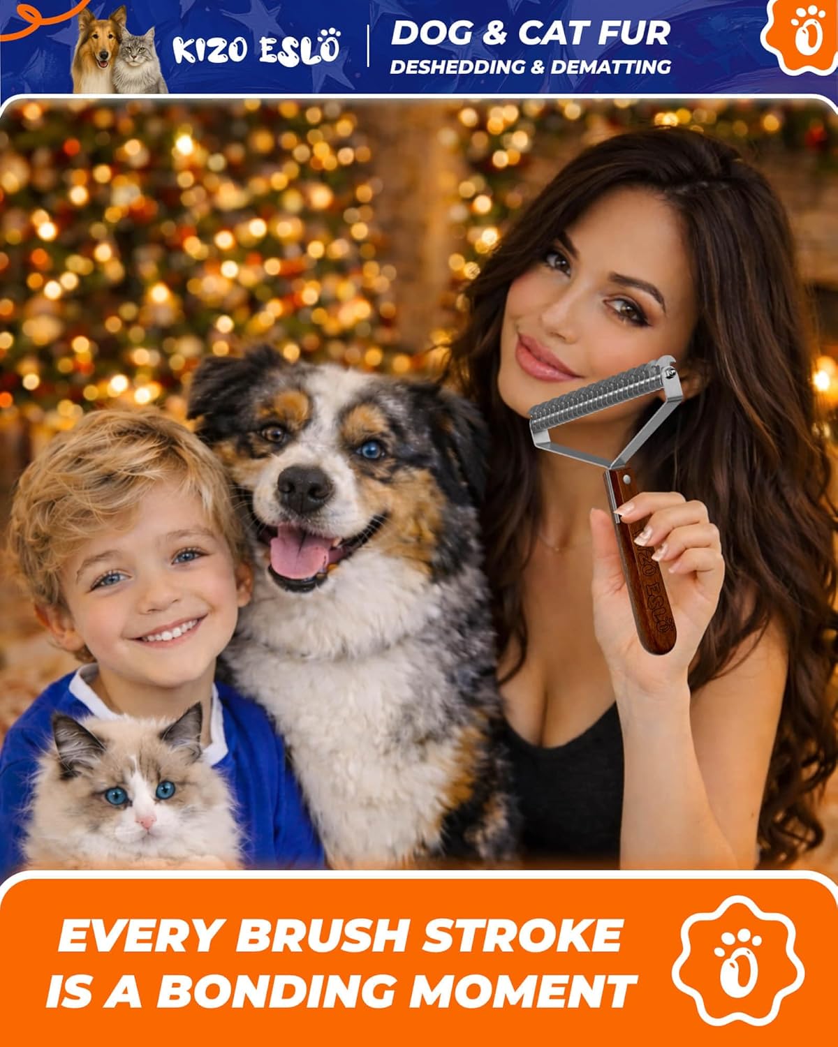 Skiennix Extra Large 2-Sided Undercoat Rake - Gentle Grooming Brush for Dogs & Cats | Premium Wooden Handle