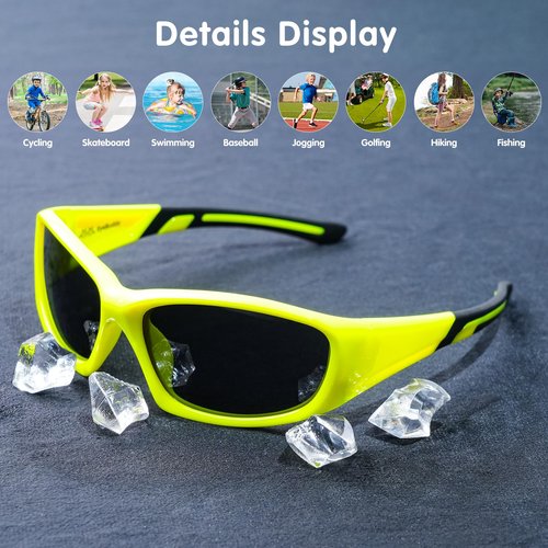 EYEBUDDY Kids Sunglasses Baseball Sunglasses Boys Girls Softball Sports Sun Glasses Polarized UV Protection Age 6-12