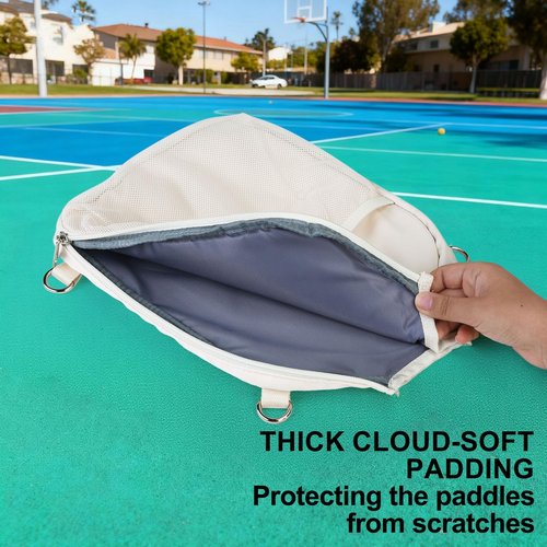 LAKE OF FIRE Pickleball Paddle Cover Crossbody Bag with Adjustable Strap Pickle ball Sling Bag Lightweight Pickleball Gifts for Men and Women White