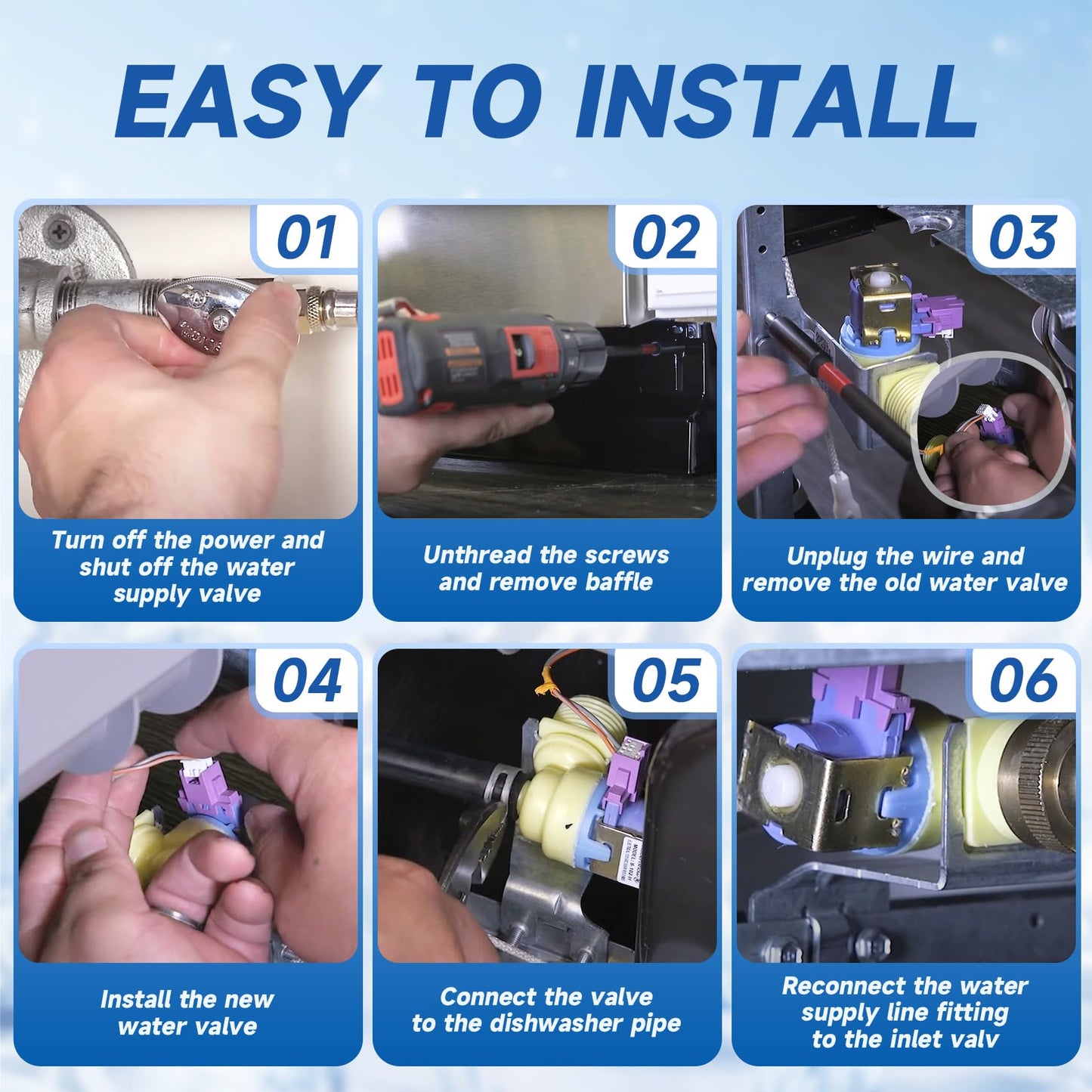 WD15X26078 Dishwasher Water Inlet Valve Compatible with GE Water Valve GDF510PGM4BB GDP665SYN2FS GDT635HSM4SS, Dishwasher Replacement Parts 4959029 PS16217027 AP6986683 EAP16217027 PD00064270