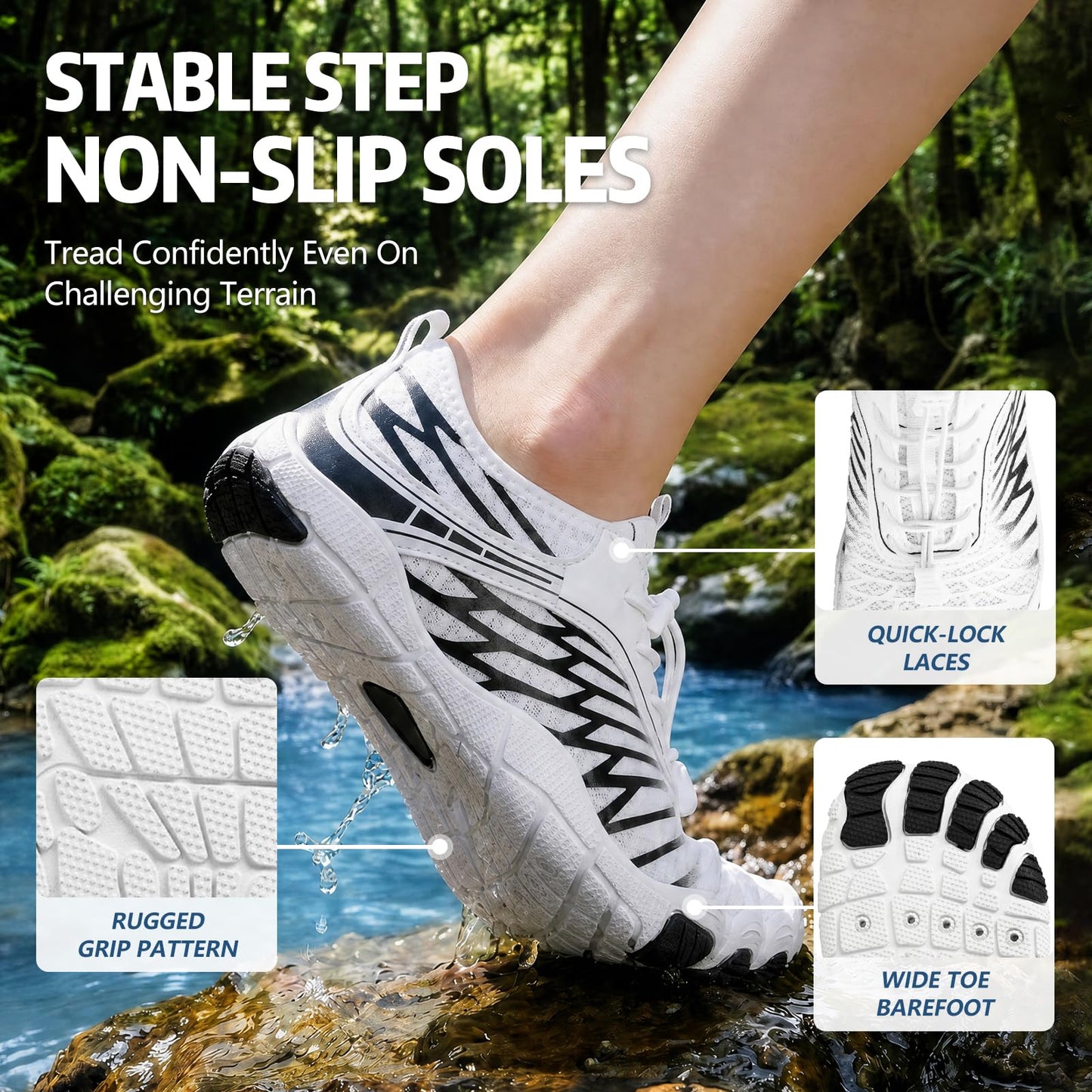 ELETON Barefoot Shoes Women Men Hiking Water Shoes Wide Toe Box Zero Drop