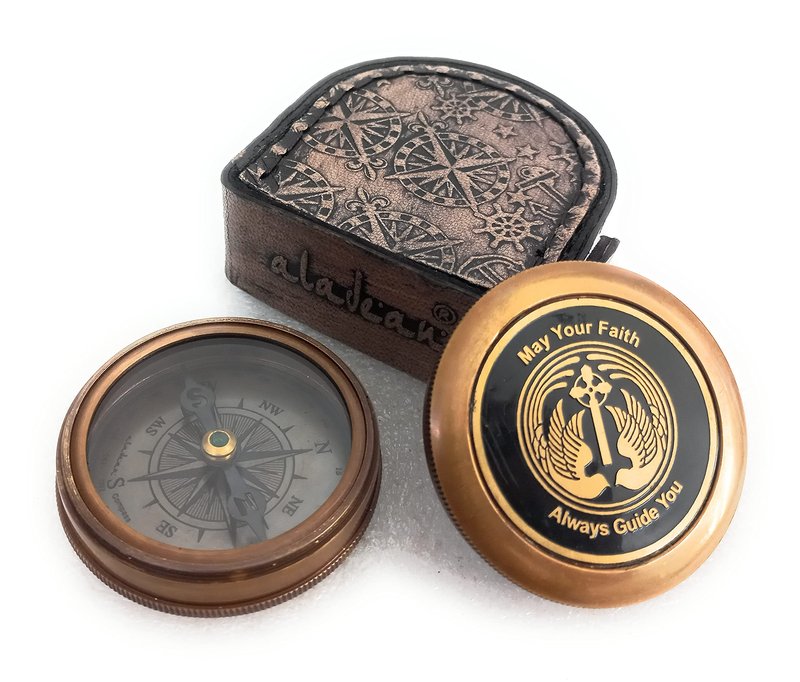 God's Faith Compass - Christian Religious Gift for Men Women | Engraved Hiking Compass Catholic Gift Communion Baptism Confirmation (May Your Faith Always Guide You)