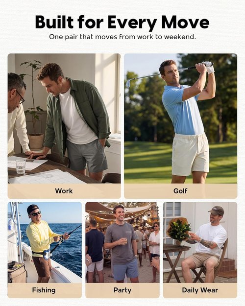 Maamgic Men's Casual Shorts - Durable Quick-Dry Khaki Stretch Shorts | Available in 5", 7", 9" Sizes