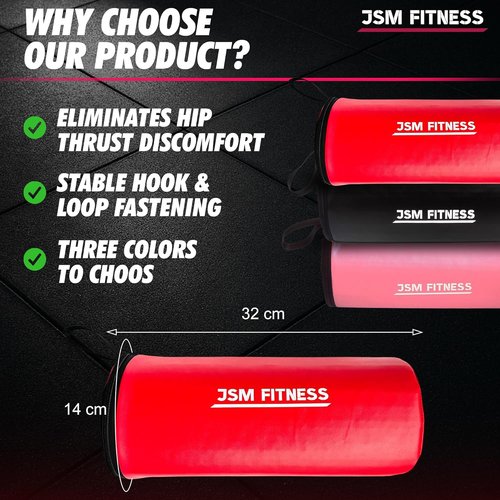 Hip Thrust Barbell Pad - Extra Thick Cushion for Glute Exercises | Ideal for Glute Bridges & Bench Press (Red)