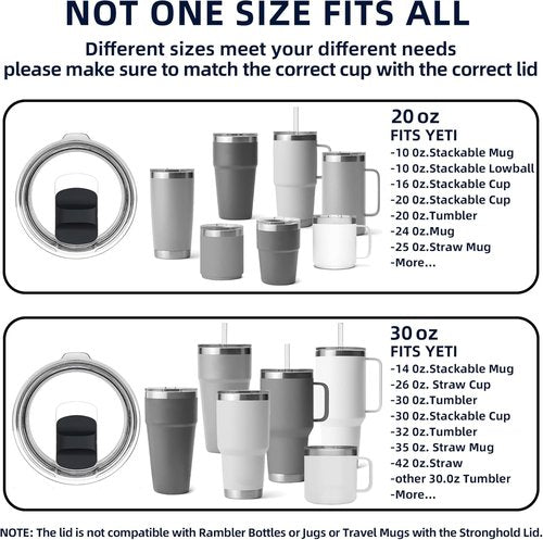 30 oz Tumbler Lid - Replacement Lid, Compatible for YETI 30/32 oz Tumbler, 14 oz Mug and 35/42 oz Straw Mug, Travel Spill-Proof Cup Lids Covers with Magnetic Slider Switch, BPA Free