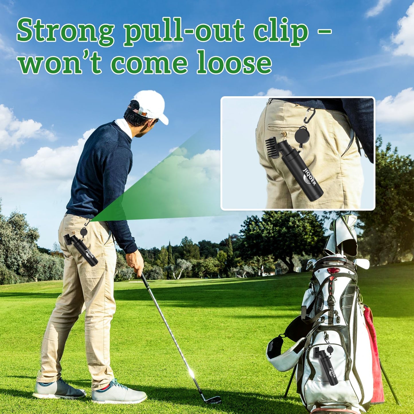 Golf Club Cleaner Brush with 360° All-Angle Spray Design (5.3oz) and Microfiber Waffle Towel (16x16in), Leakproof Club Cleaning Kit with Retractable Clip – Must-Have Golf Accessories for Men & Women