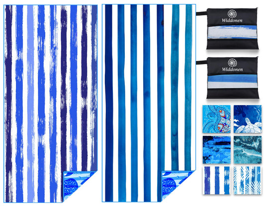 Widdonen Microfiber Beach Towel,Compact 2 Pack-71x32 Inch with Bag Travel