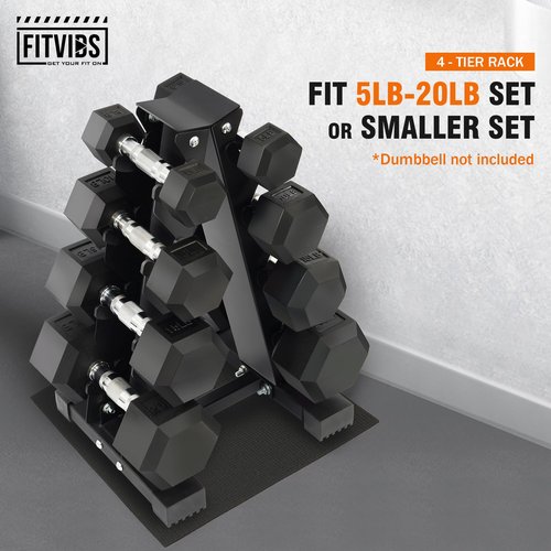 Fitvids Dumbbell Rack A-Frame Weight Rack for Home Gym 4 Tier, Black