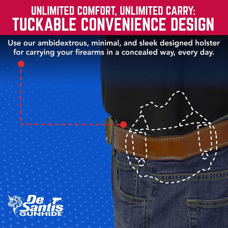 DeSantis Vanquisher IWB Holster - Concealed Carry Gun Holster with Padded Ballistic Nylon, Tuckable, Compatible with Most Medium to Large Autos and Small Revolvers - Ambidextrous, Black
