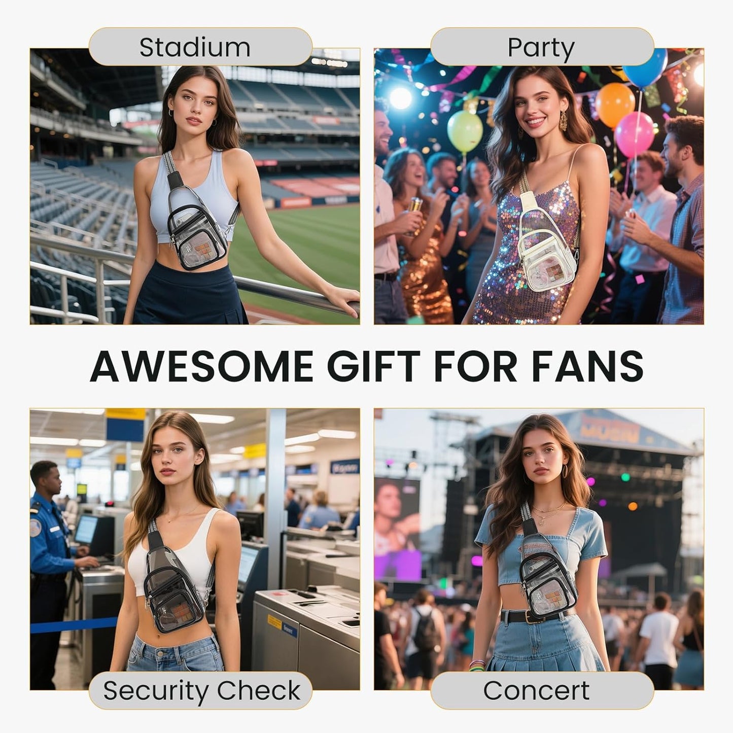 Sisipoet Clear Stadium Bag - Stylish Crossbody Concert Bag | Versatile Fanny Pack for Events