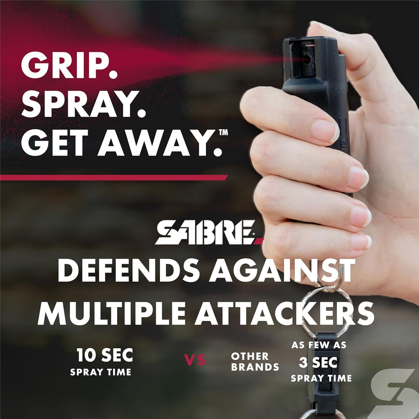 SABRE Runner Pepper Gel - Police Strength OC Spray with 360° Reflective Hand Strap, 0.67 fl oz, 13 Seconds Spray Time